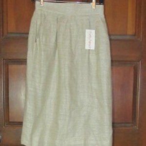New Lined Linen Beige Skirt BETTY HANSON Size 8